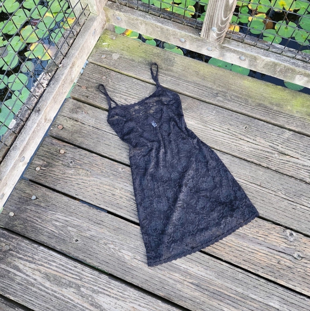 Black lace slip
